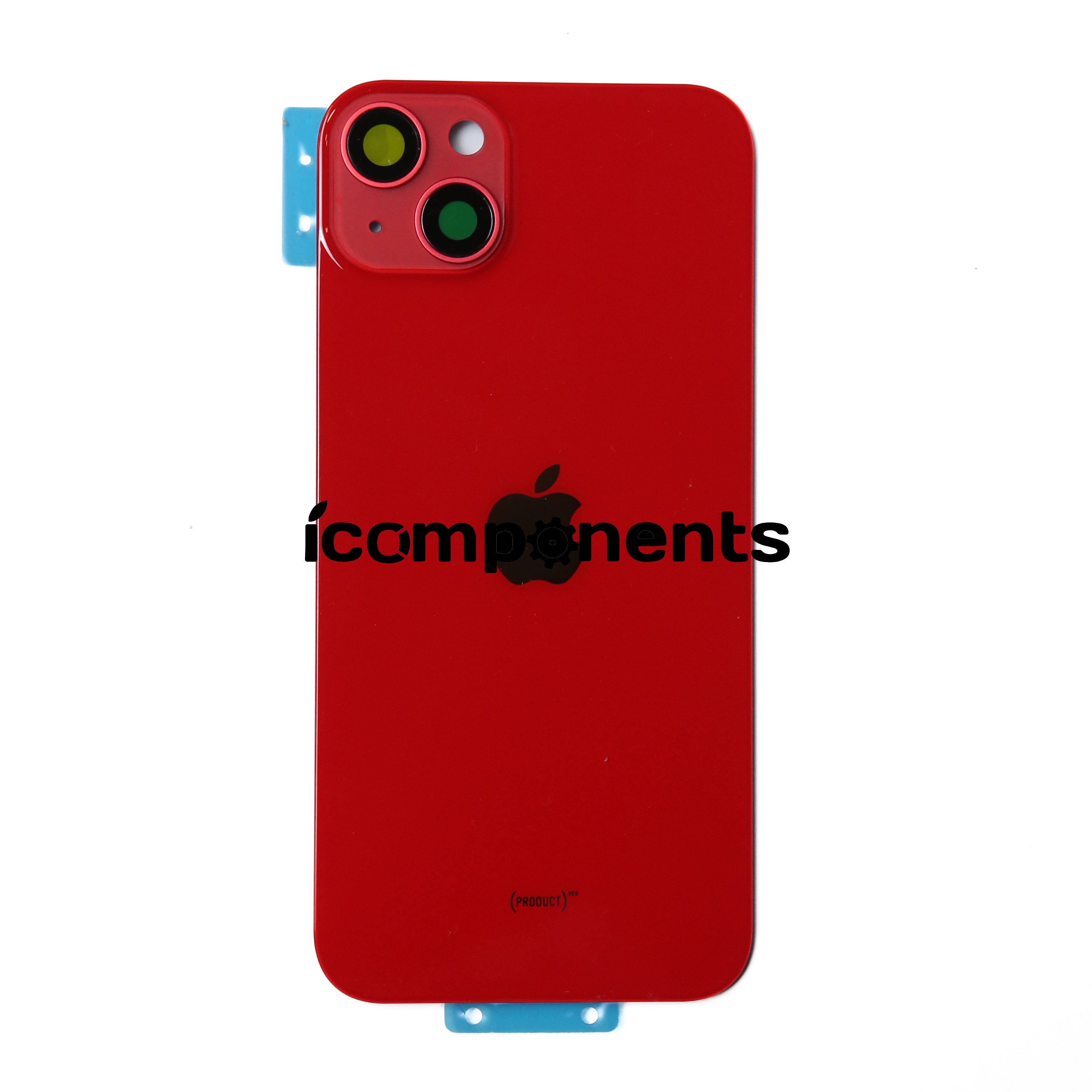 iPhone 14 Plus - Заднее стекло, красное (в сборе с креплением)