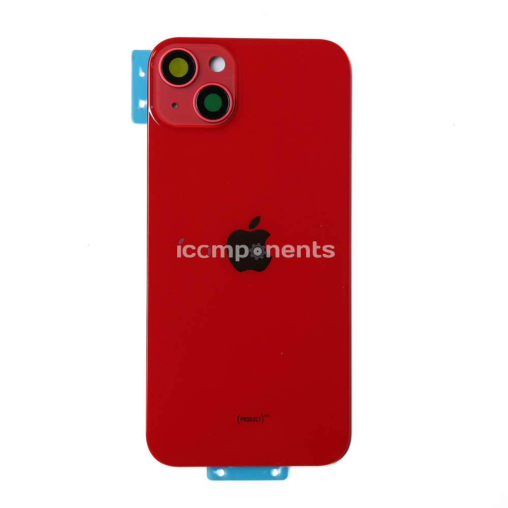 iPhone 14 Plus - Заднее стекло, красное (в сборе с креплением)