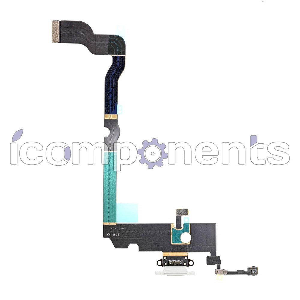 iPhone XS MAX - Нижний шлейф с разъемом зарядки ORIG, белый