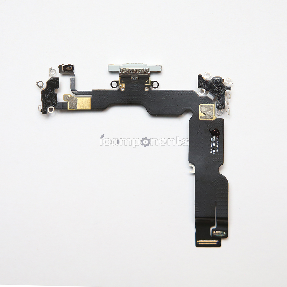 iPhone 15 Plus - Нижний шлейф с разъемом зарядки ORIG, белый