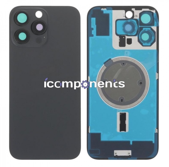 iPhone 16 Pro Max - Задняя крышка, черная (в сборе с креплением и линзами камеры)