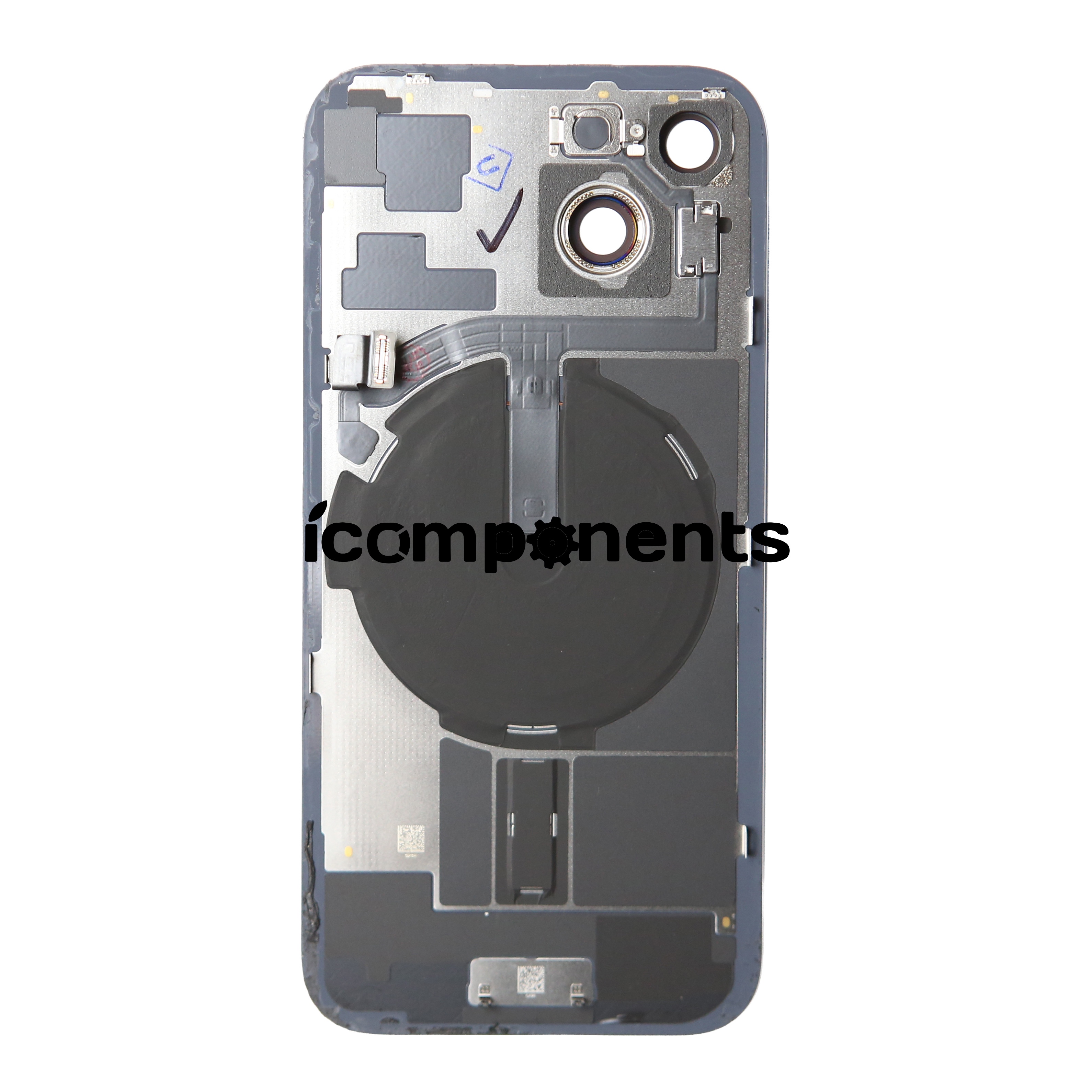 iPhone 15 - Задняя крышка, голубая (в сборе с креплением и линзами камеры)