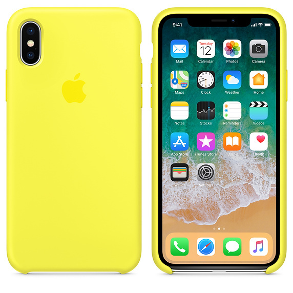 картинка Силиконовый чехол для iPhone X, yellow neon (желтый неон) от магазина Компания+