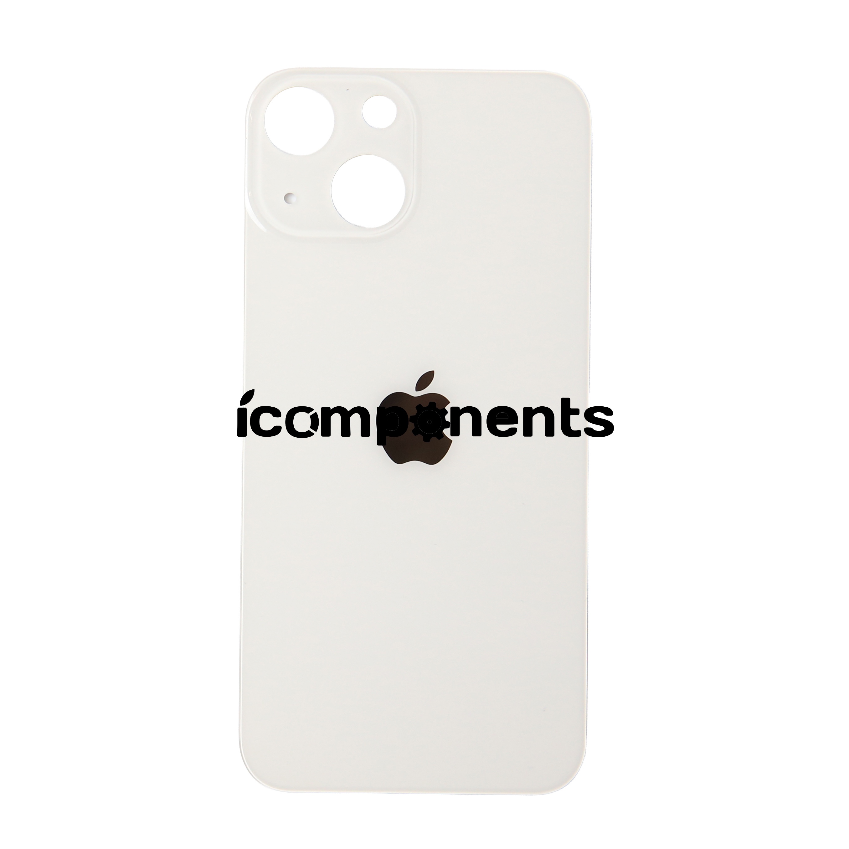 iPhone 13 mini - Заднее стекло, белое (узкий вырез + ободки)