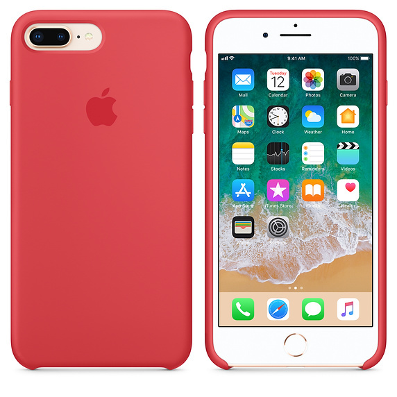 картинка Силиконовый чехол для iPhone 7+/8+ red raspberry (спелая малина) от магазина Компания+